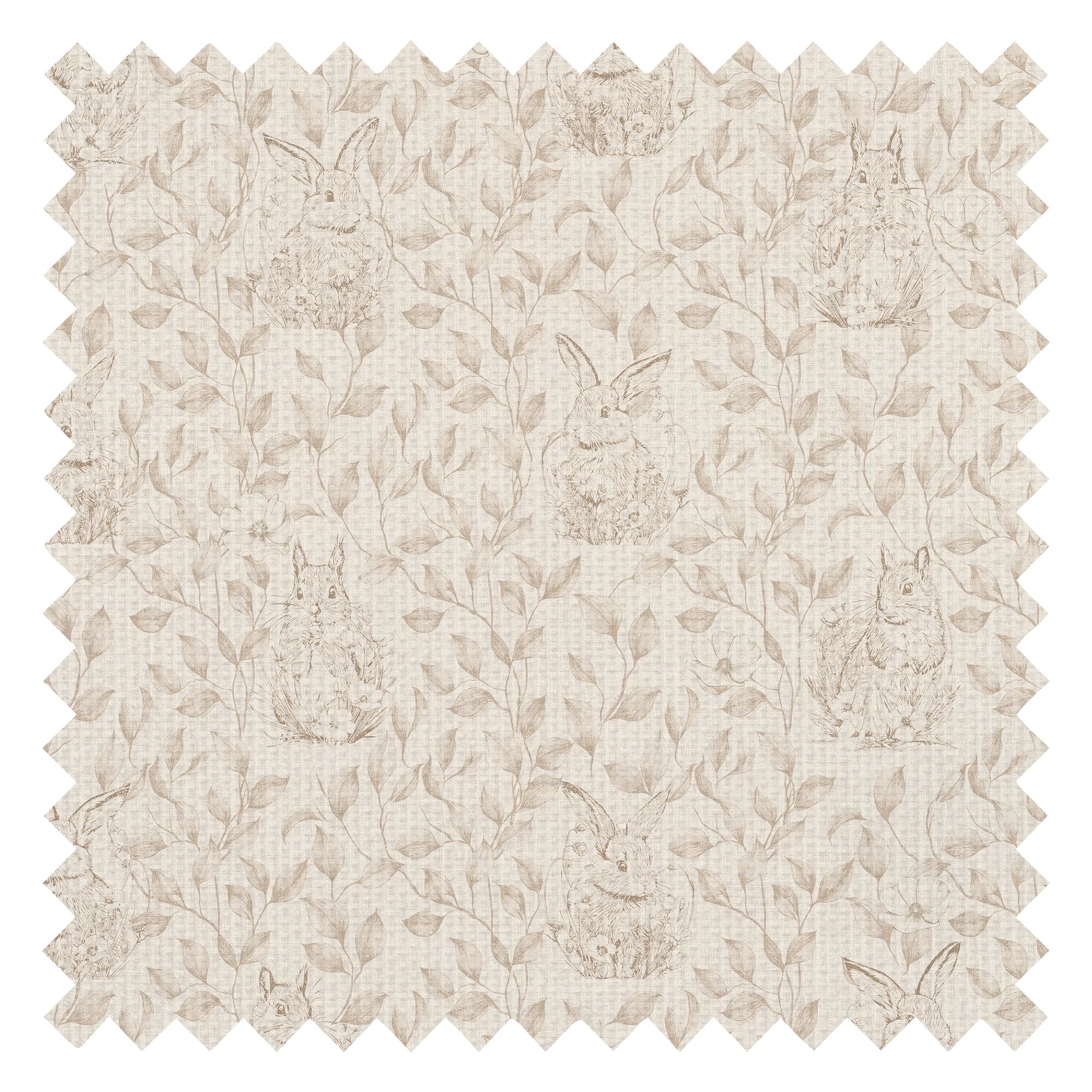 Woodland Sanctuary Fabric in Natural on Light Cream