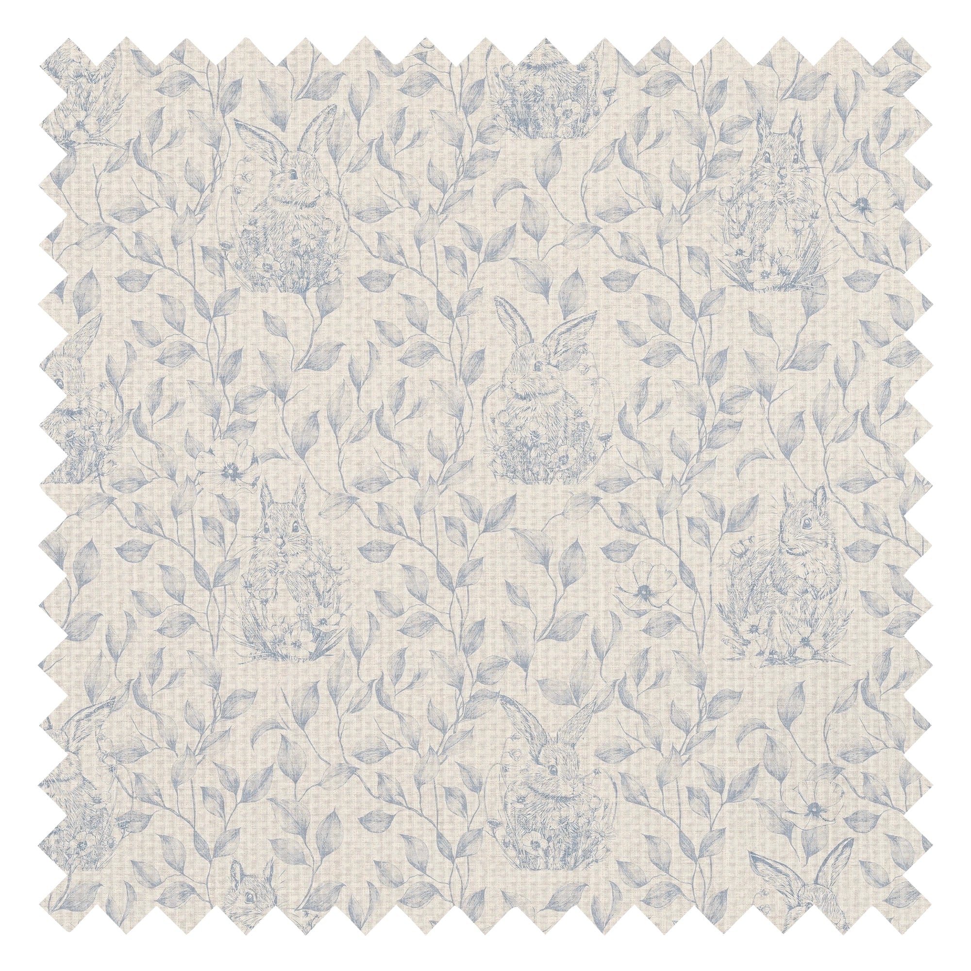 Woodland Sanctuary Fabric in Blue on Cream