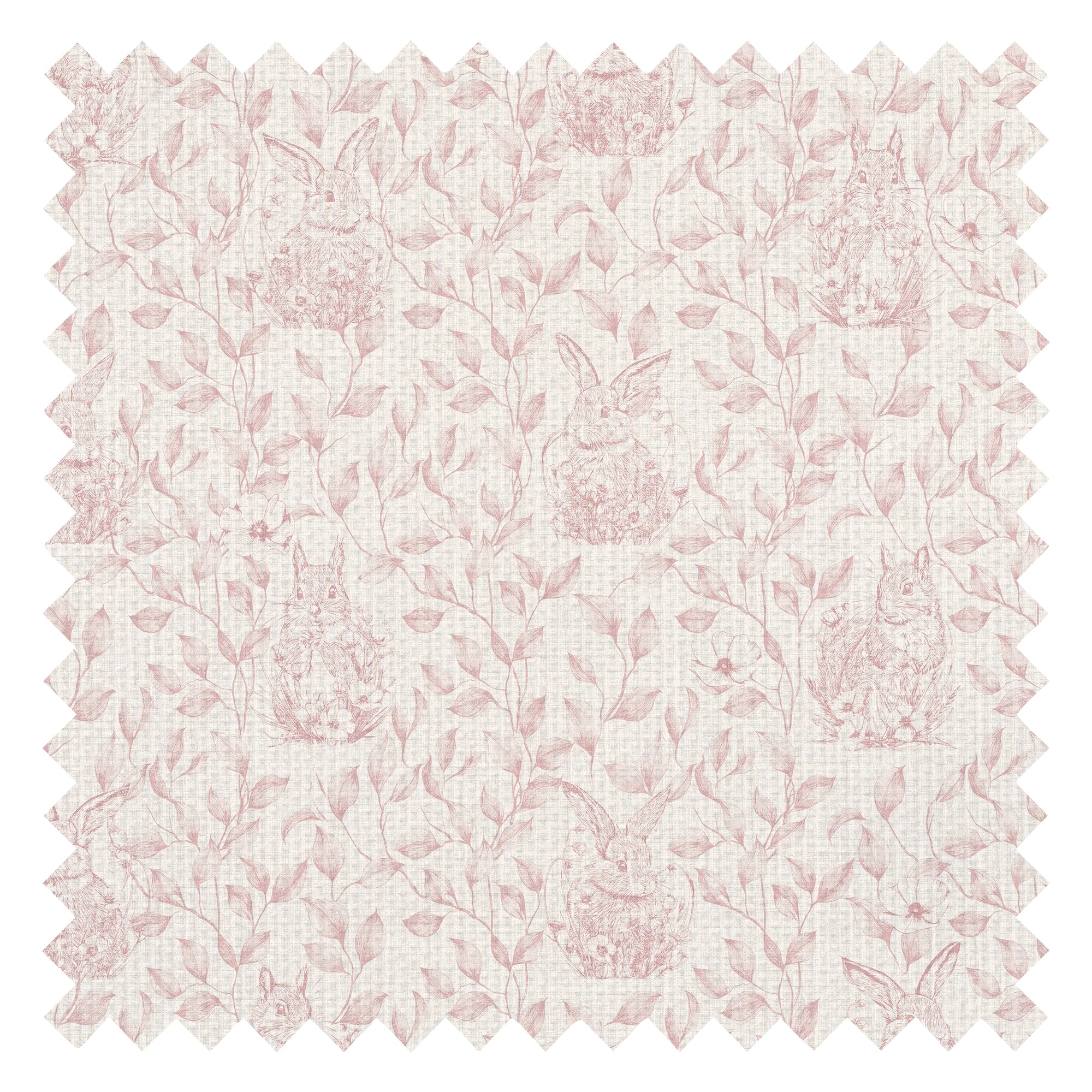 Woodland Sanctuary Fabric in Dusty Pink on Cream