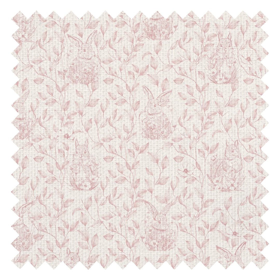 Woodland Sanctuary Fabric in Dusty Pink on Cream
