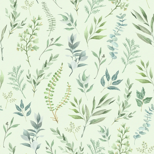 Countryside Trail Wallpaper in Blues and Greens on Mint