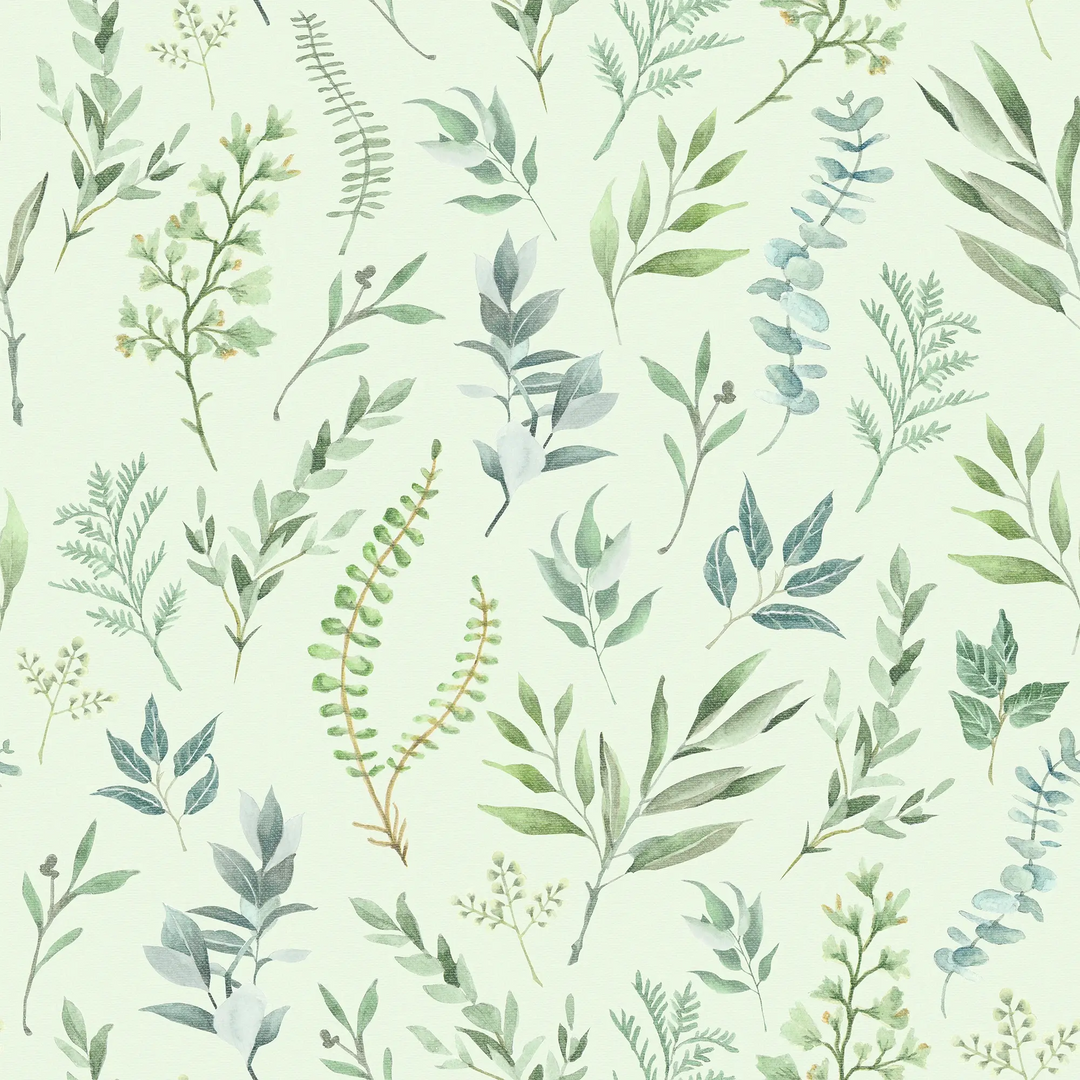 Sample of Countryside Trail Wallpaper in Blues and Greens on Mint