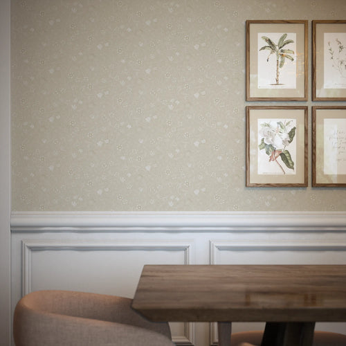 Rosehill Cottage Wallpaper in Cream on Buttercream