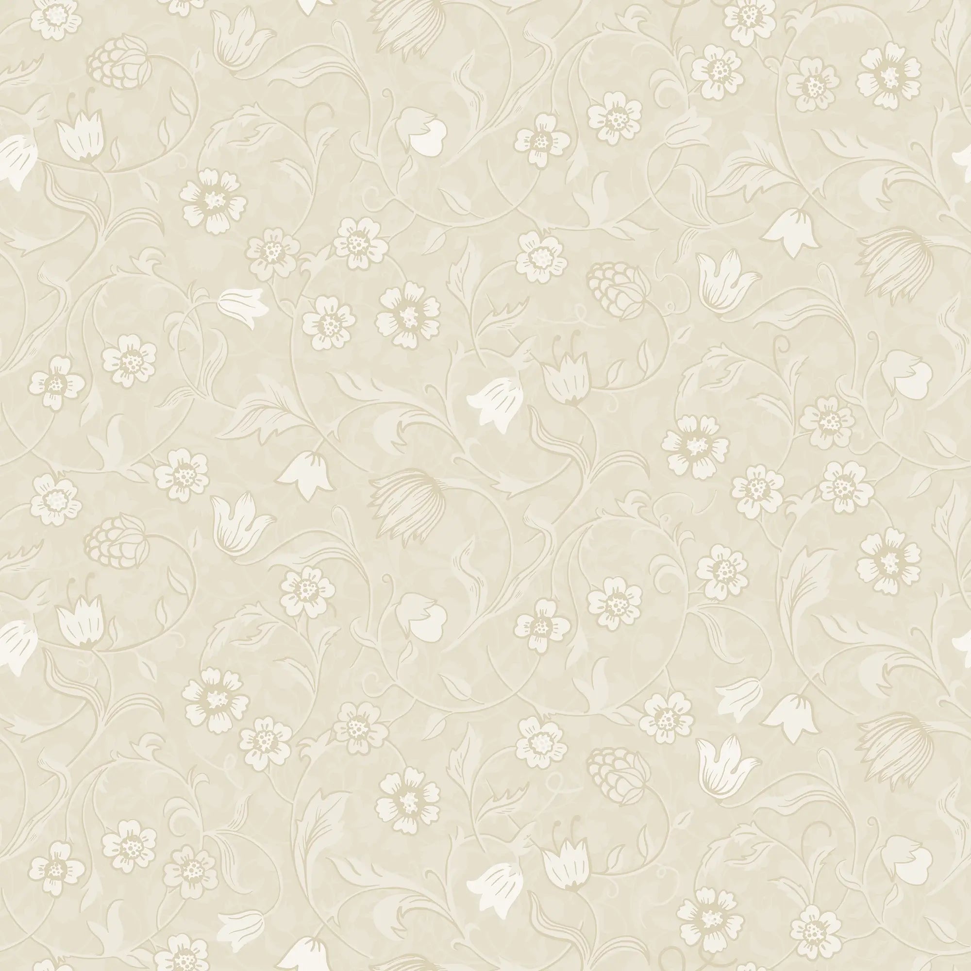 Rosehill Cottage Wallpaper in Cream on Buttercream