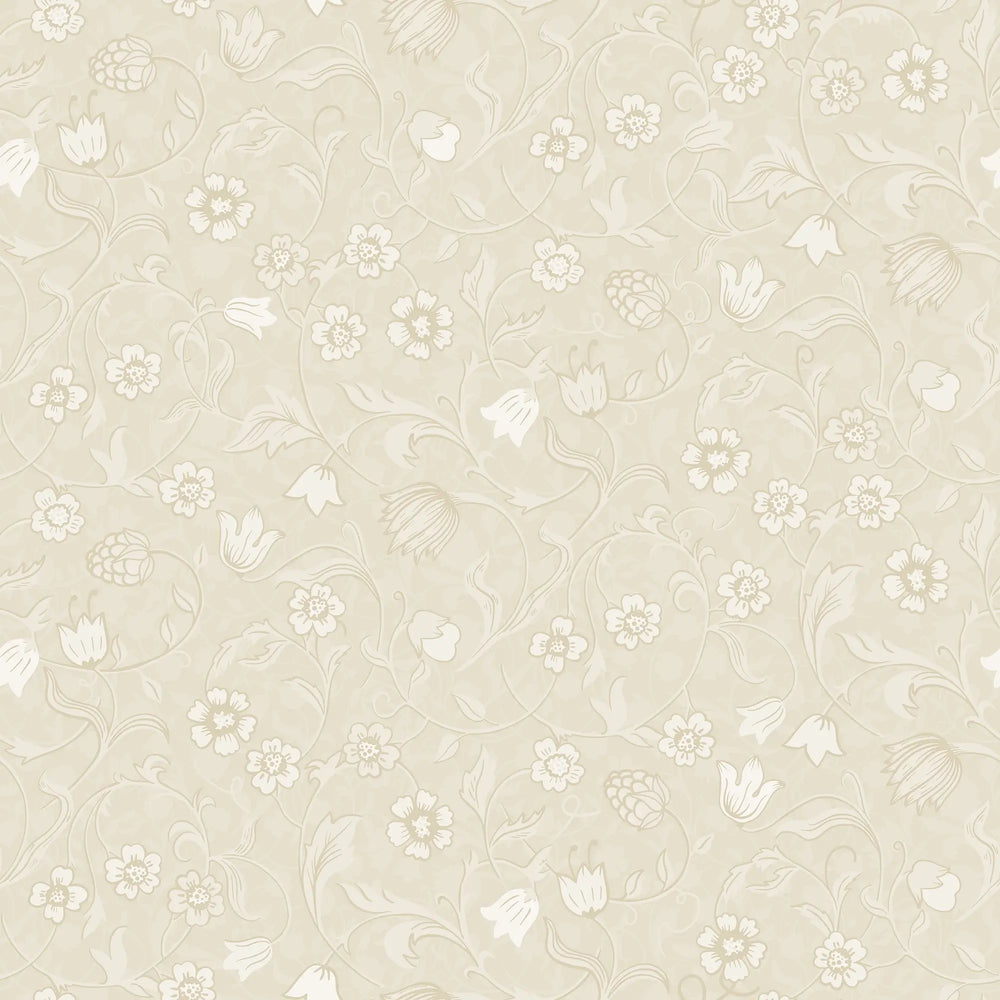 Rosehill Cottage Wallpaper in Cream on Buttercream