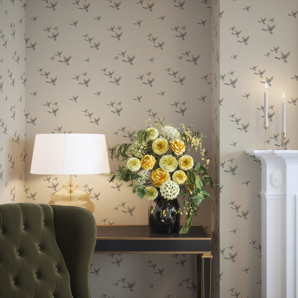 The Mallards Wallpaper in Buttercream