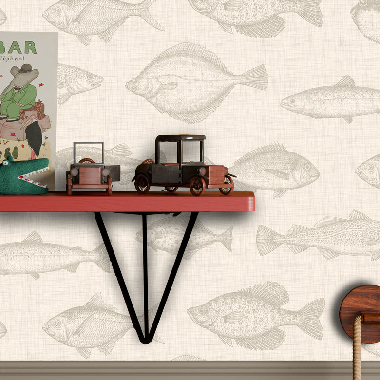 Gone Fishing Wallpaper in Stone