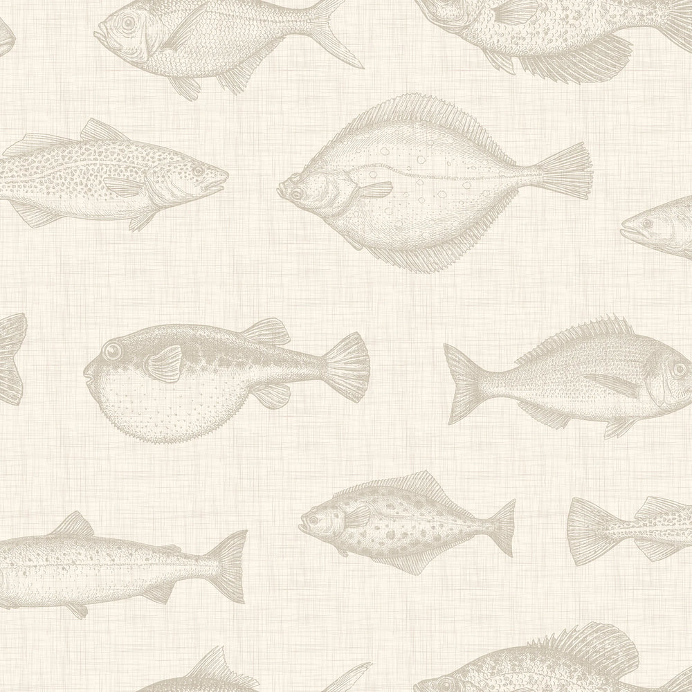 Gone Fishing Wallpaper in Stone
