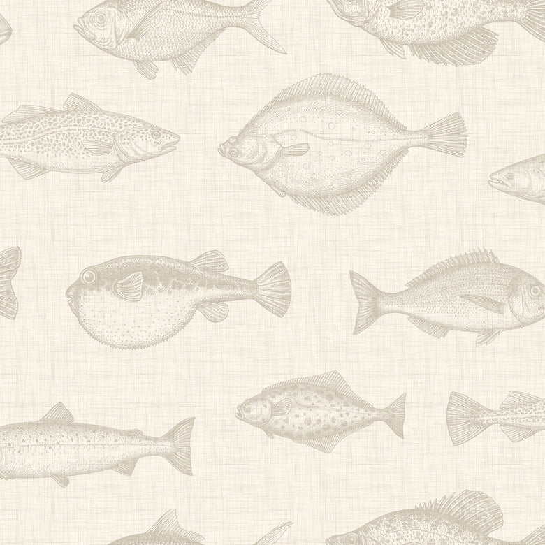 Gone Fishing Wallpaper in Stone