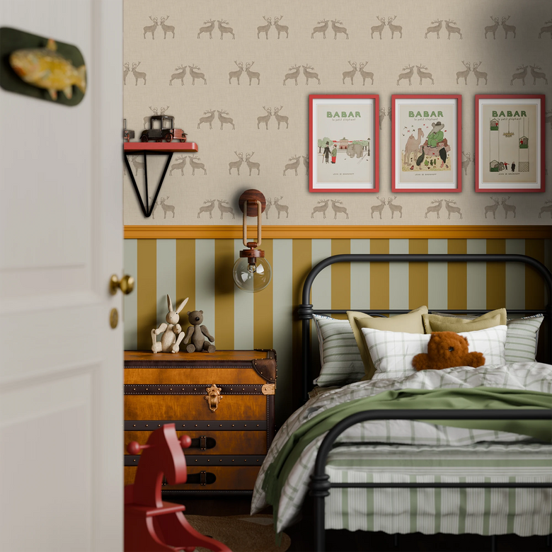 Majestic Stag Wallpaper in Brow Tine Beige