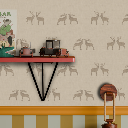 Majestic Stag Wallpaper in Brow Tine Beige