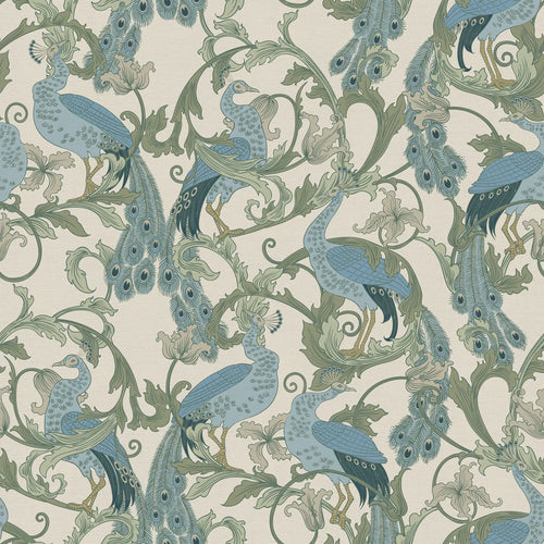 Aubrey Wallpaper in Blue and Navy on Cream