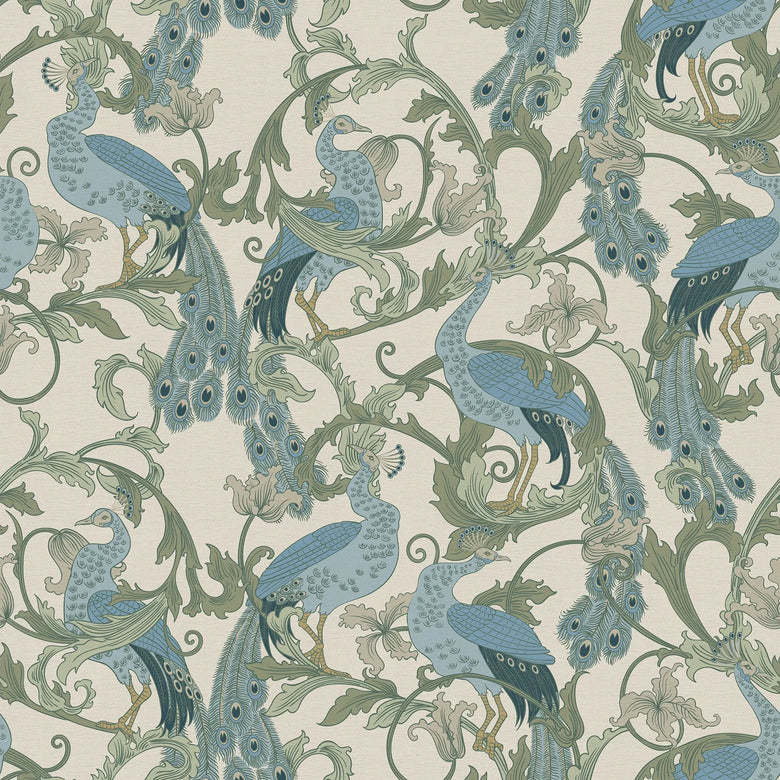 Sample of Aubrey Wallpaper in Blue and Navy on Cream