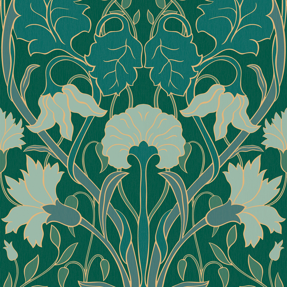 Parisienne Wallpaper in Greens on Hunter Green