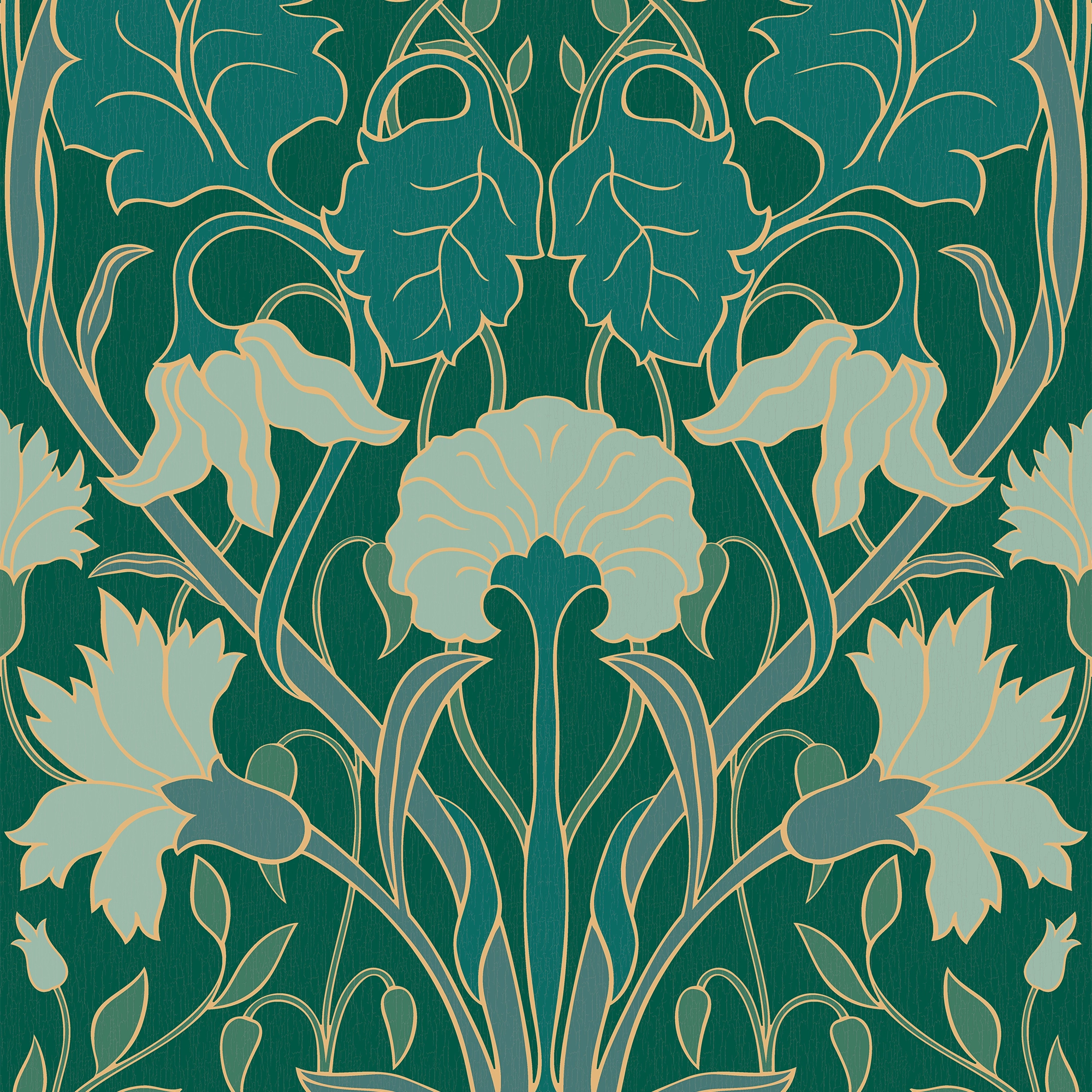 Parisienne Wallpaper in Greens on Hunter Green