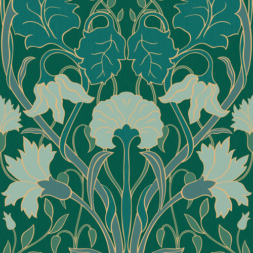 Parisienne Wallpaper in Greens on Hunter Green