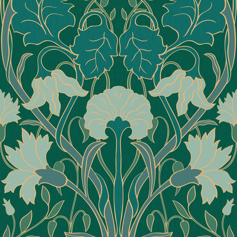 Parisienne Wallpaper in Greens on Hunter Green