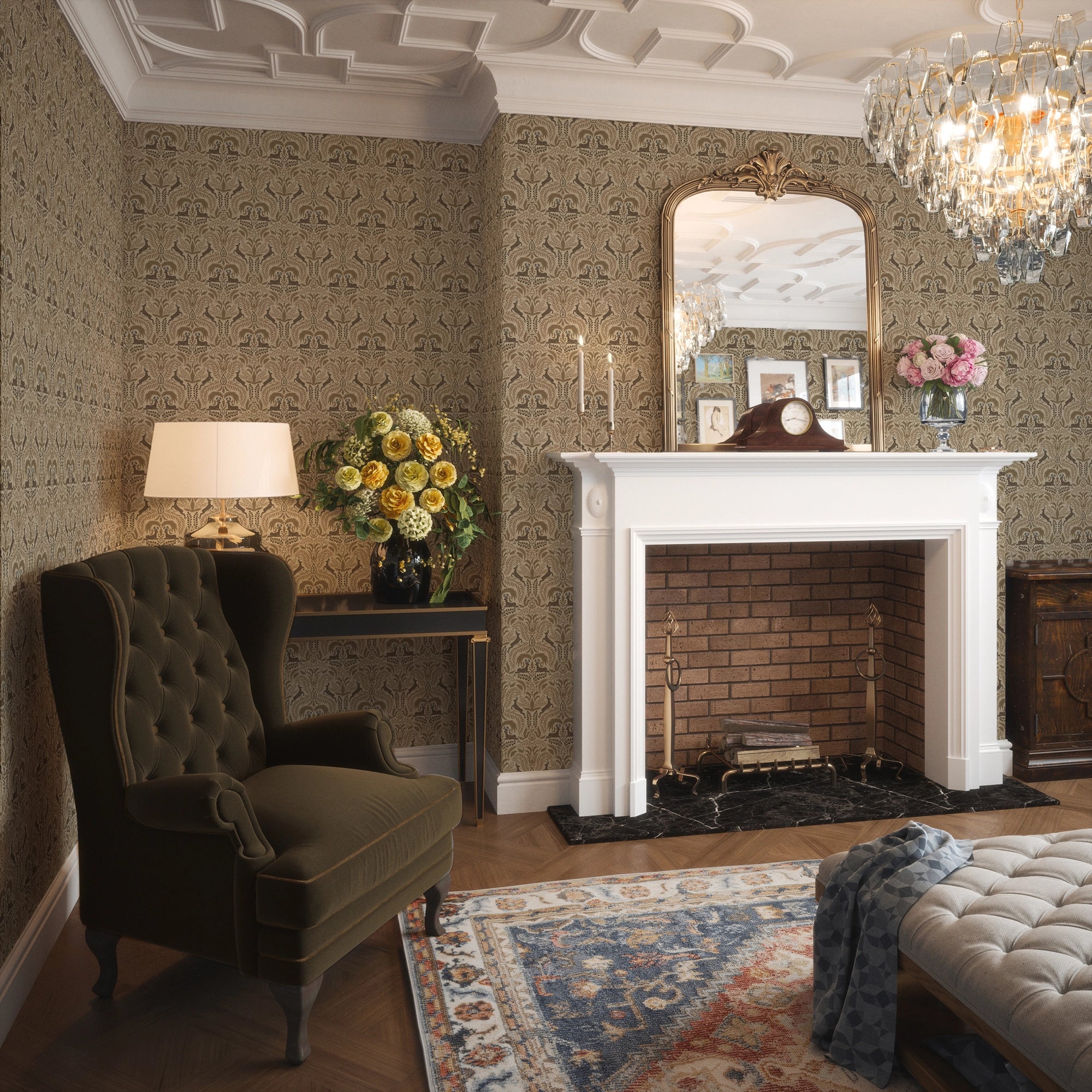 The Endearing Deer Wallpaper in Earthy Tones
