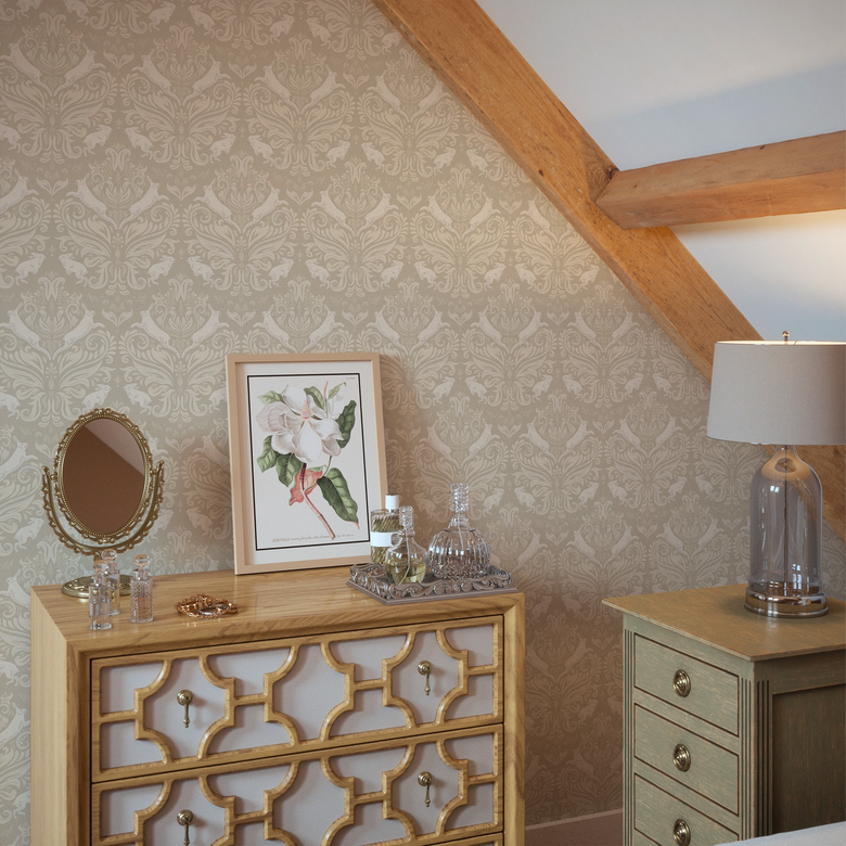 The Hopping Hare Wallpaper in Natural Tones