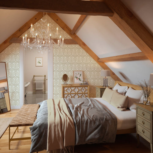 The Hopping Hare Wallpaper in Natural Tones