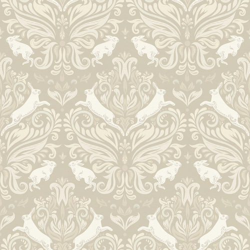The Hopping Hare Wallpaper in Natural Tones