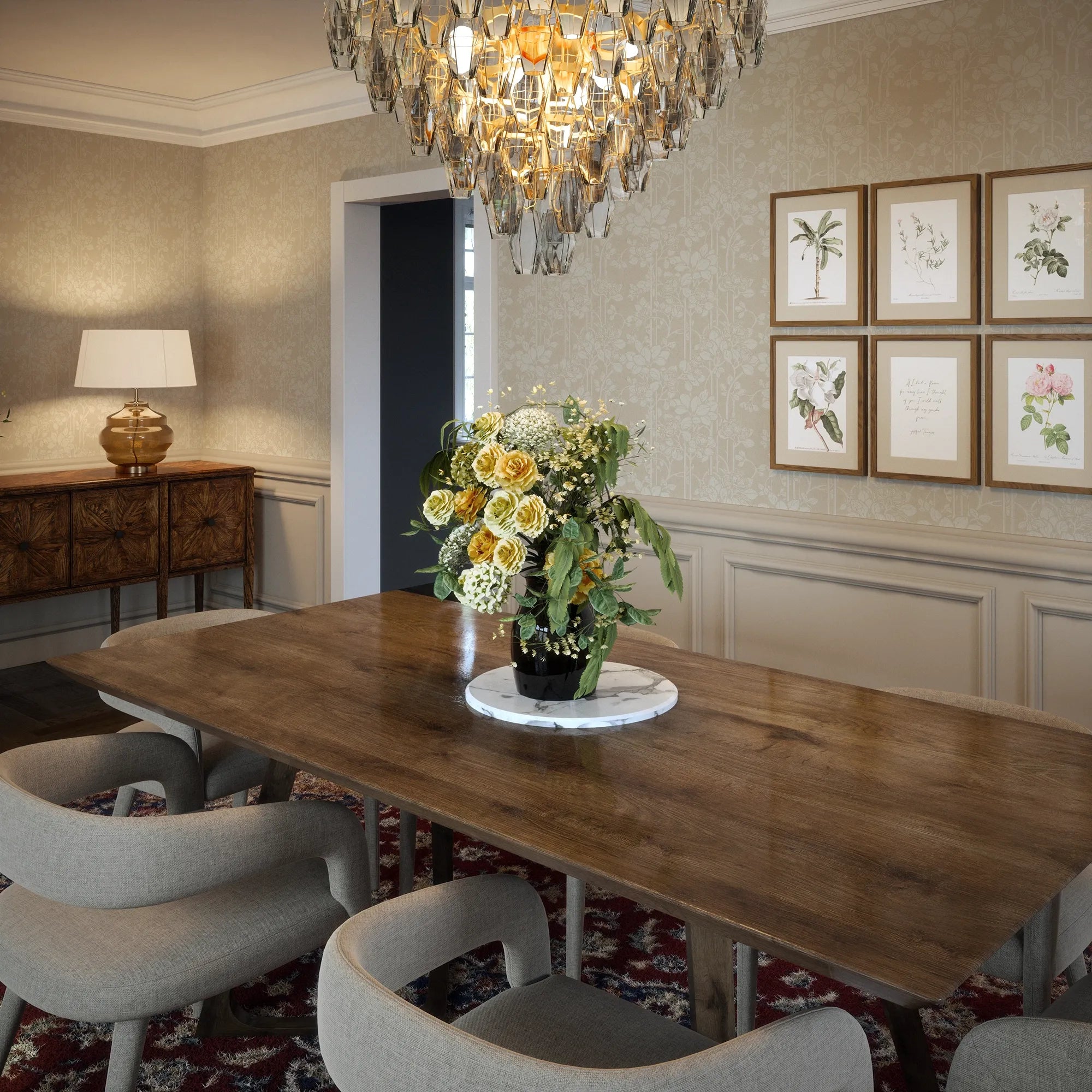 Garden Trellis Wallpaper in Cream on Biscuit