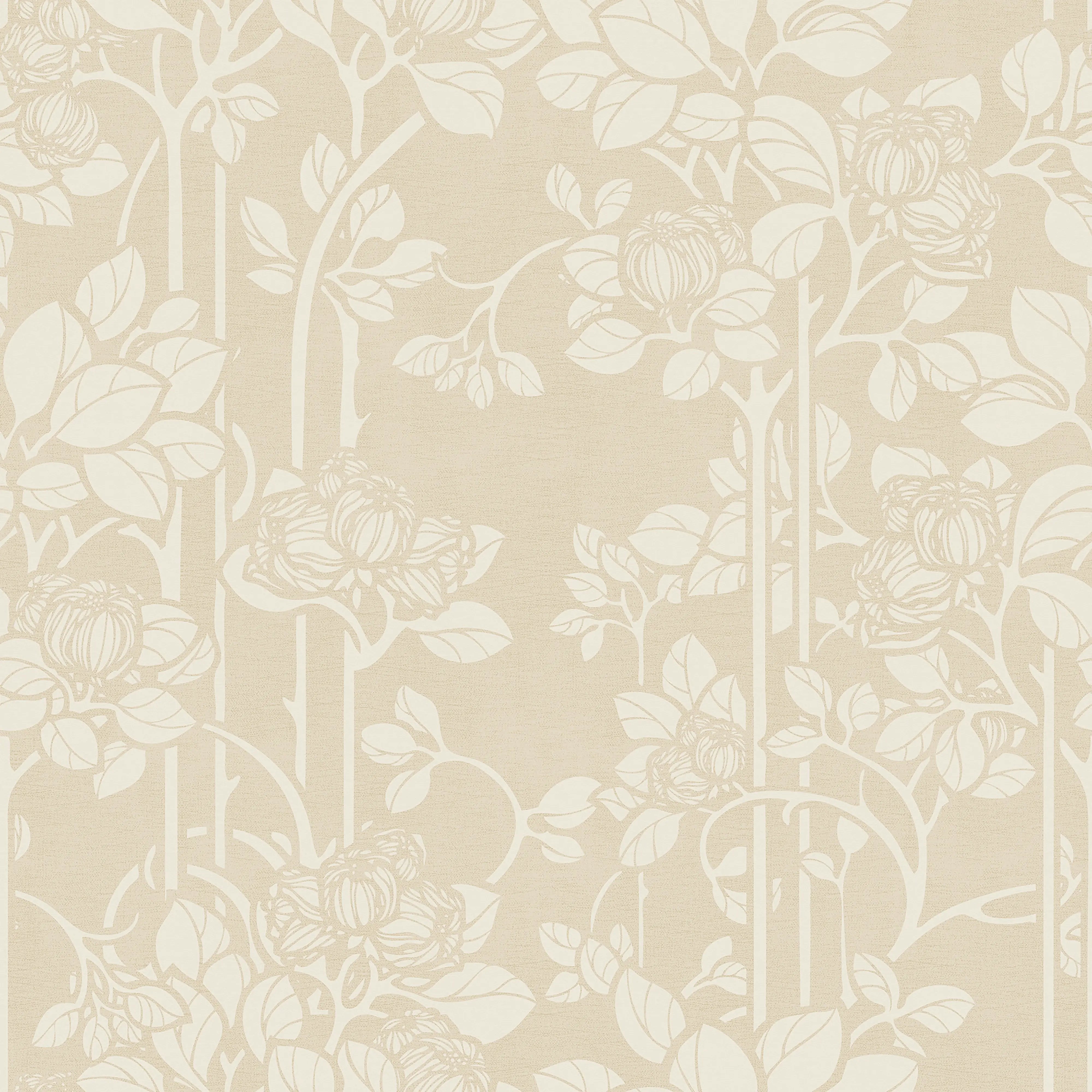 Garden Trellis Wallpaper in Cream on Biscuit