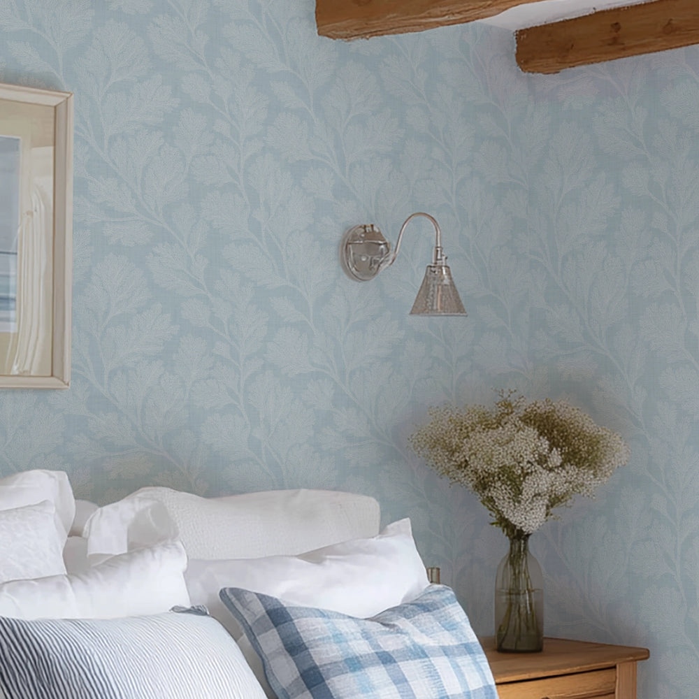 Coral Garden Wallpaper in Soft Blue