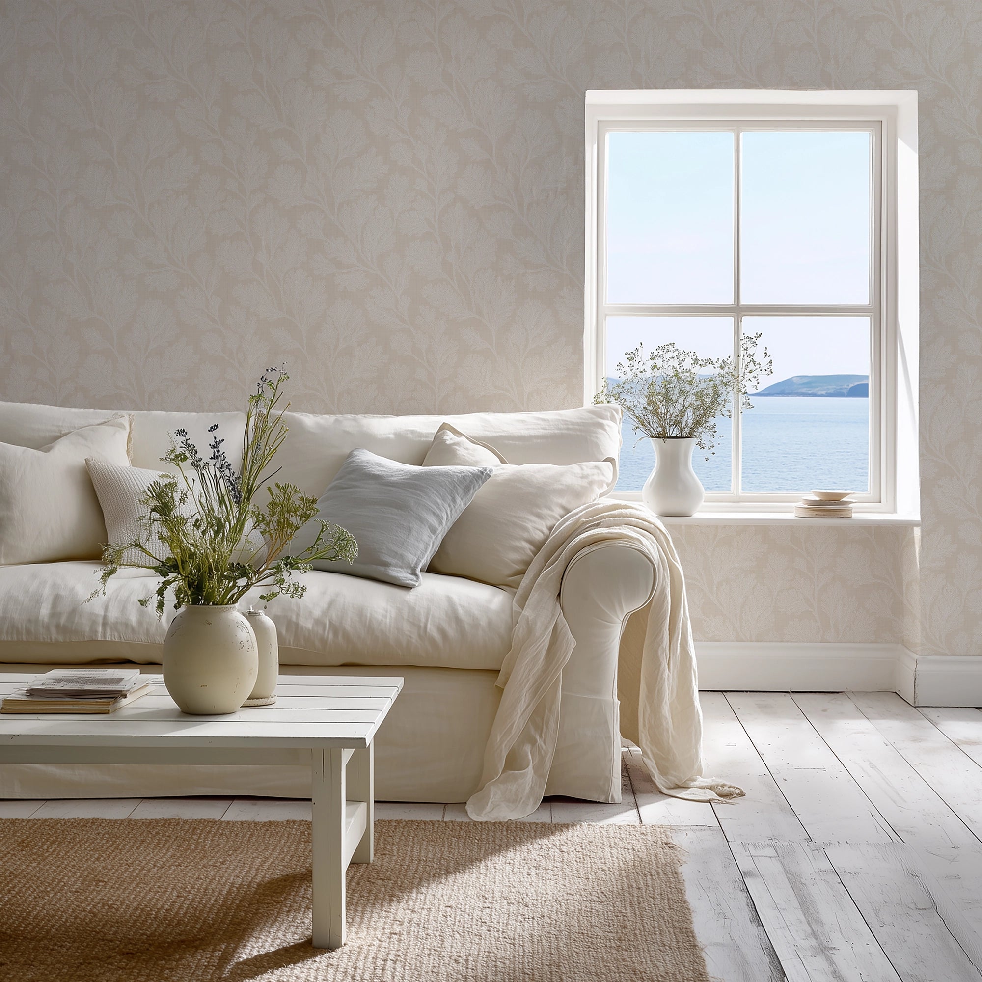 Coral Garden Wallpaper in Rich Cream