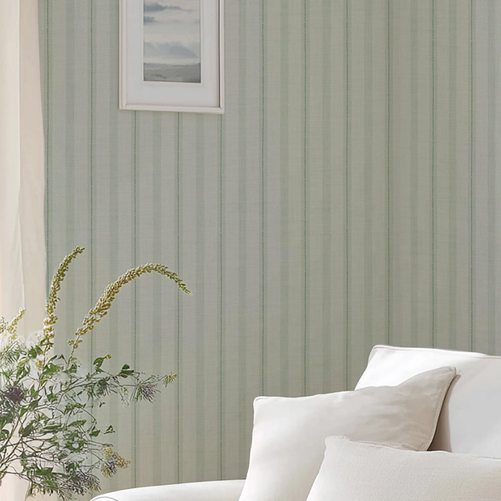 New England Stripe Wallpaper in Warm Mint