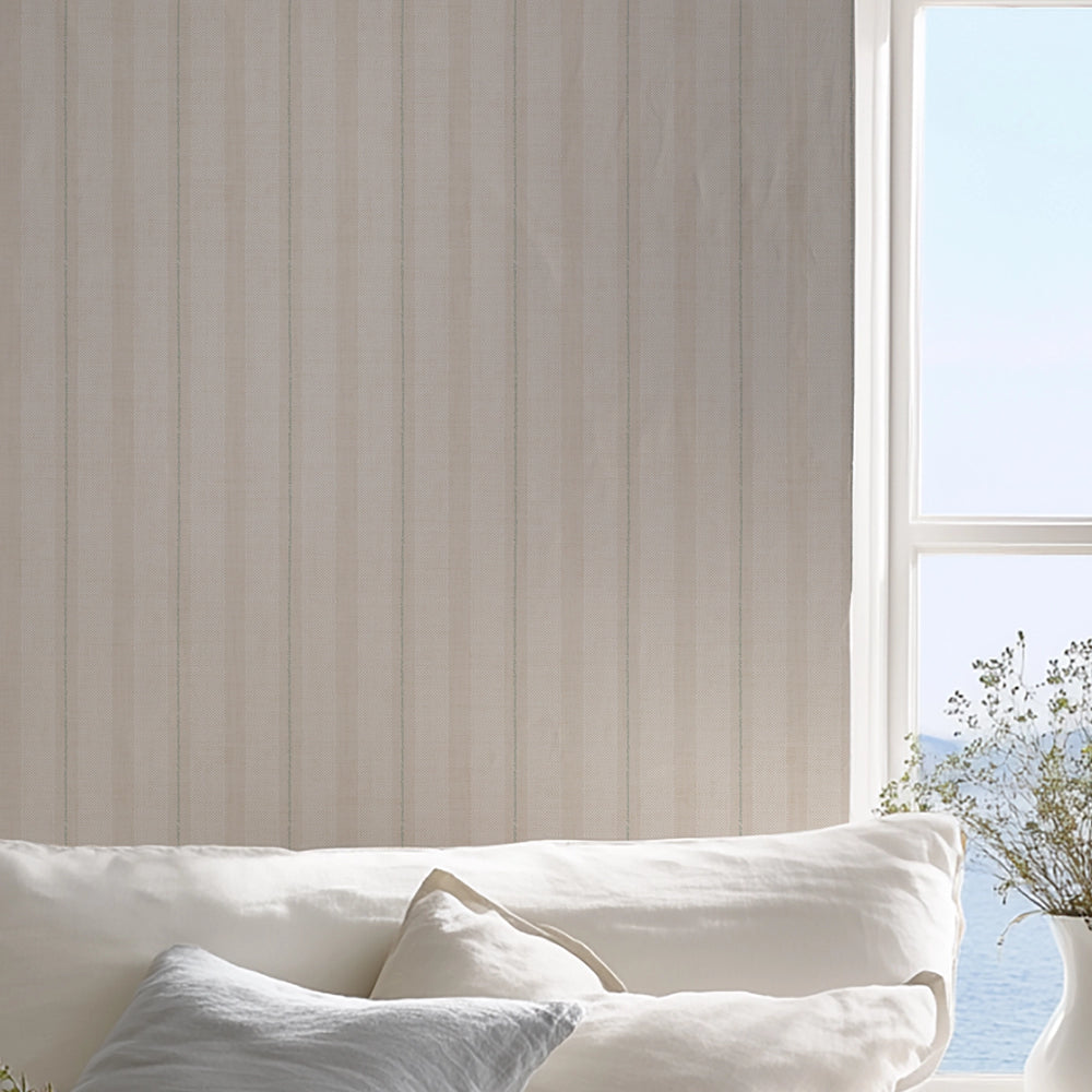 New England Stripe Wallpaper in Rich Cream