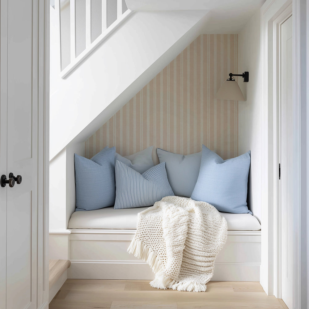 New England Stripe Wallpaper in Soft Spice