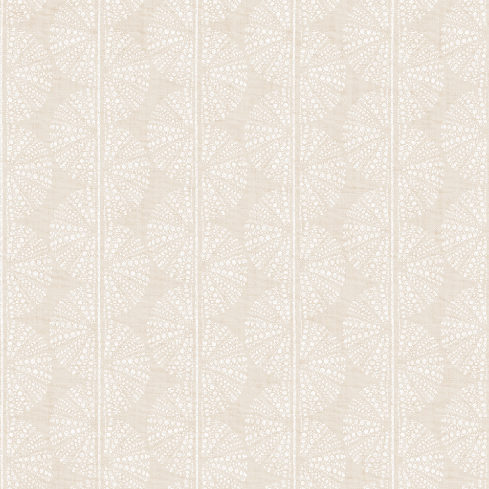 Coastal-inspired wallpaper design with subtle geometric stripes in cream.