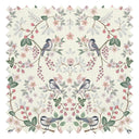 Bramble and Beak Fabric in Pinks and Greens on Parchment Cream