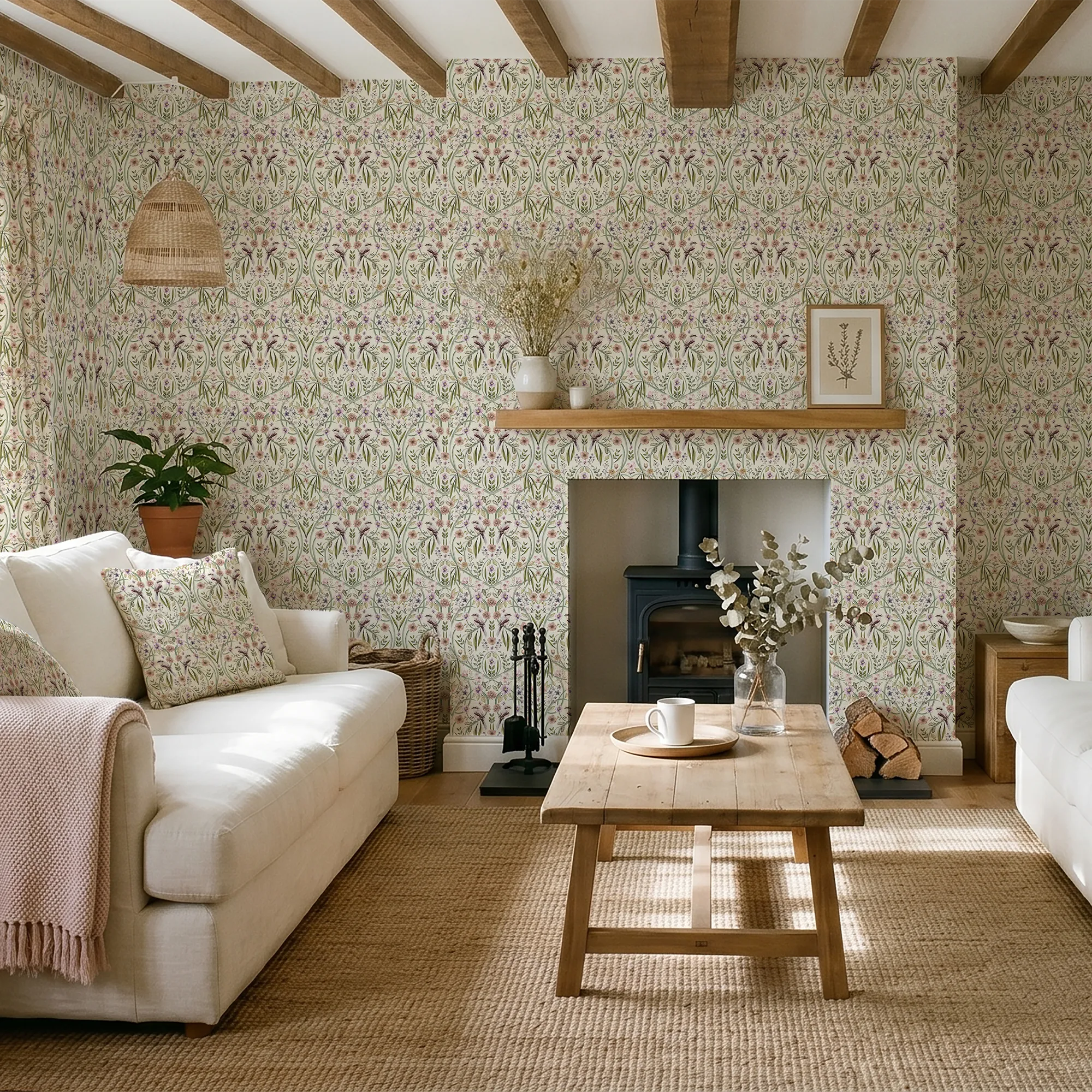 Phyllip Perch Wallpaper in Cream