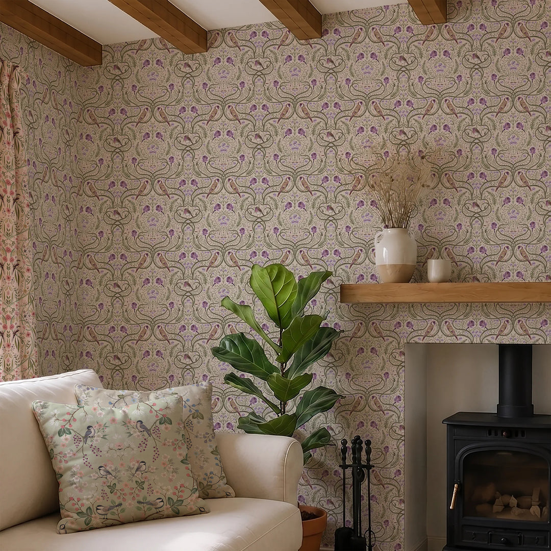 The Gilded Garden Wallpaper in Lilac