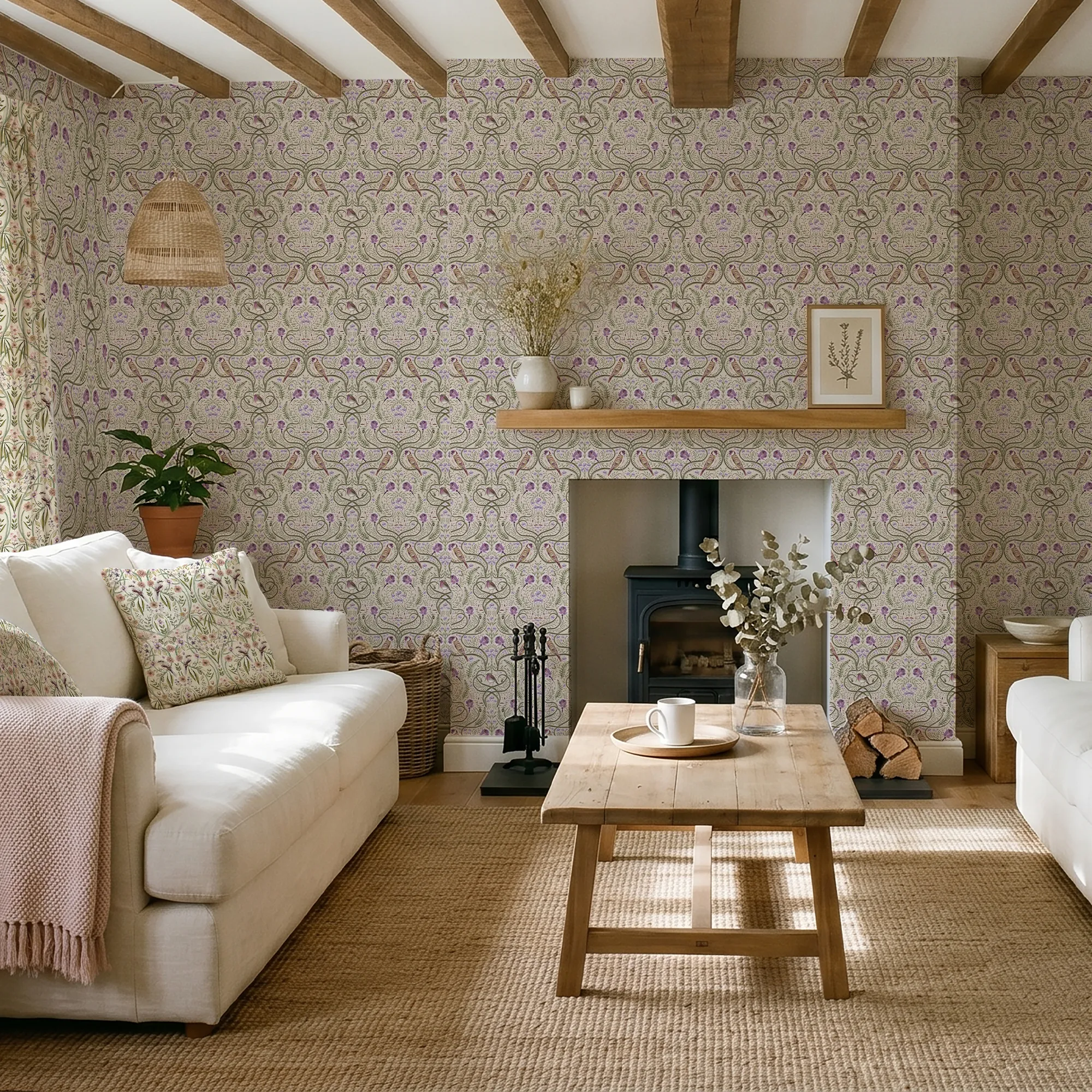 The Gilded Garden Wallpaper in Lilac