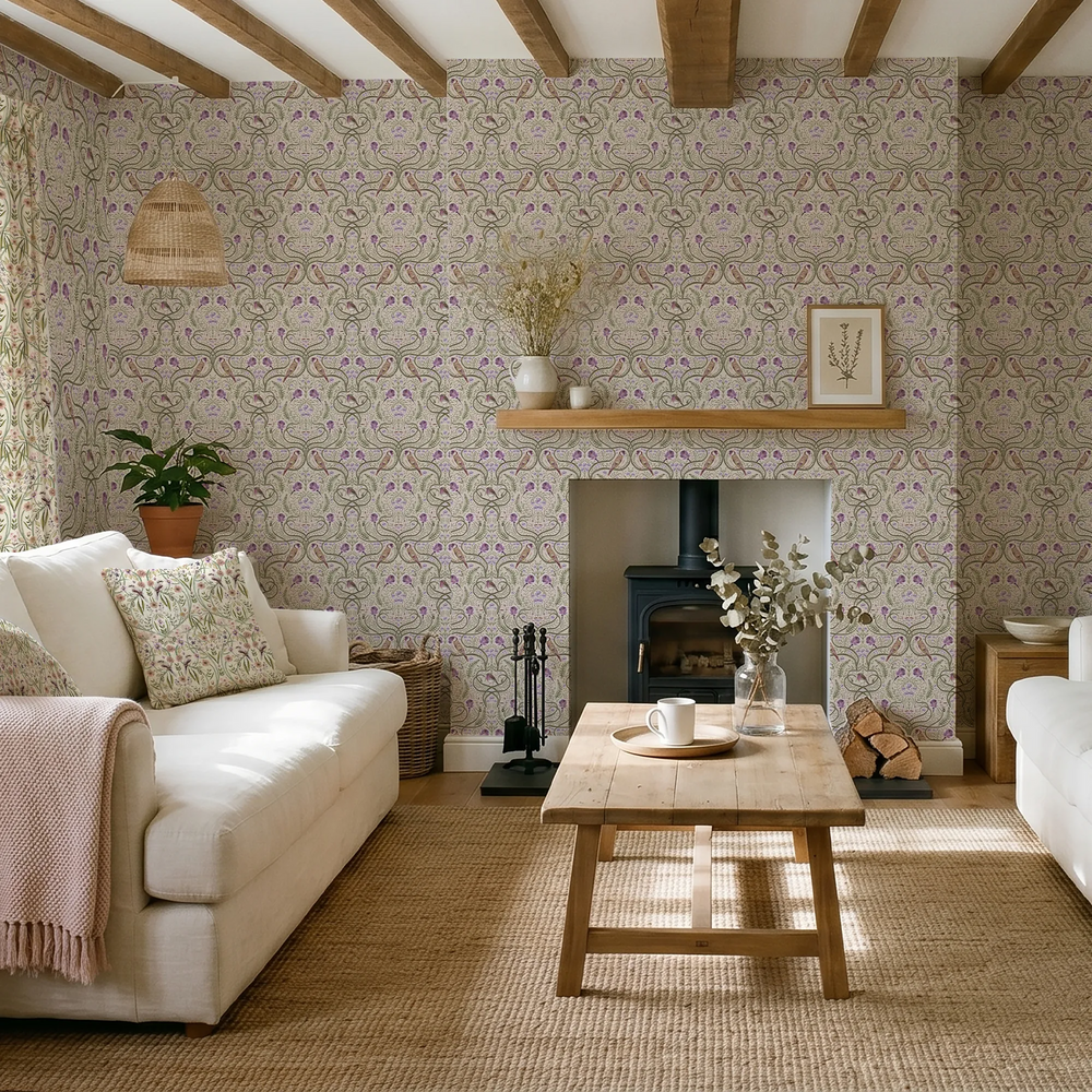 The Gilded Garden Wallpaper in Lilac