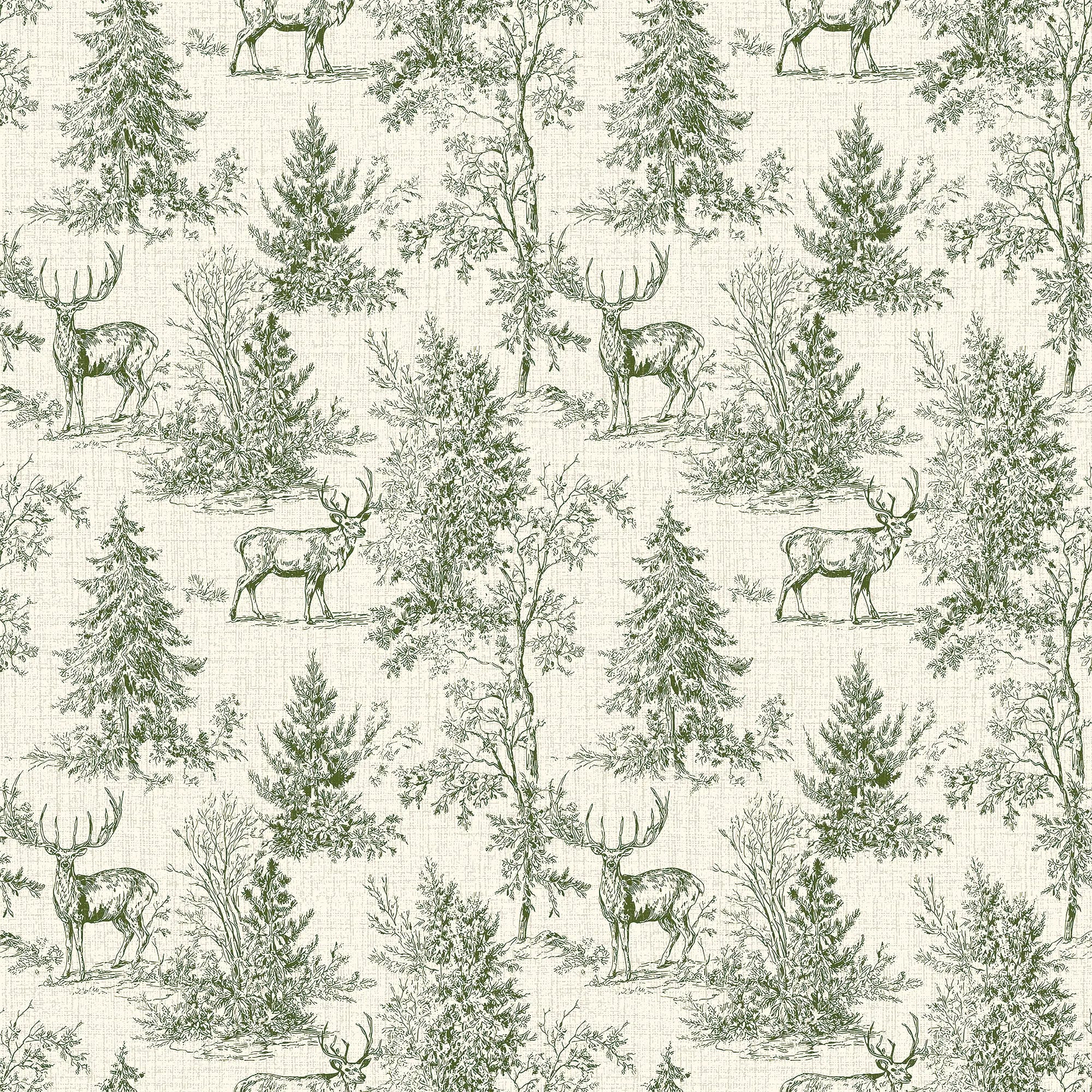 Distant Antlers Wallpaper in Green