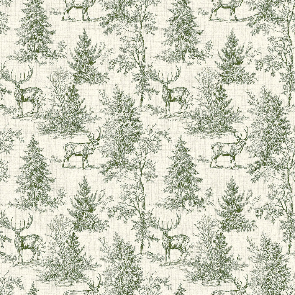 Distant Antlers Wallpaper in Green