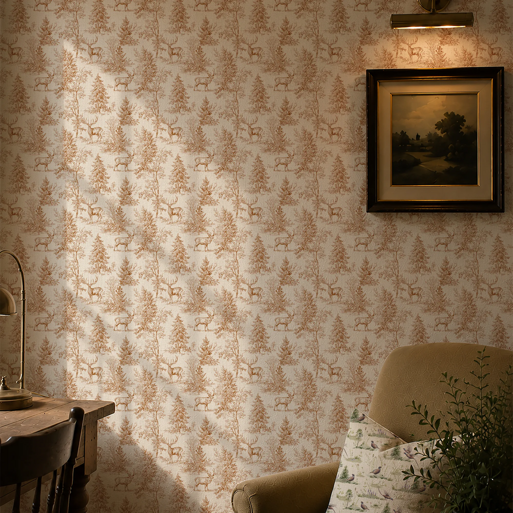 Distant Antlers Wallpaper in Tan