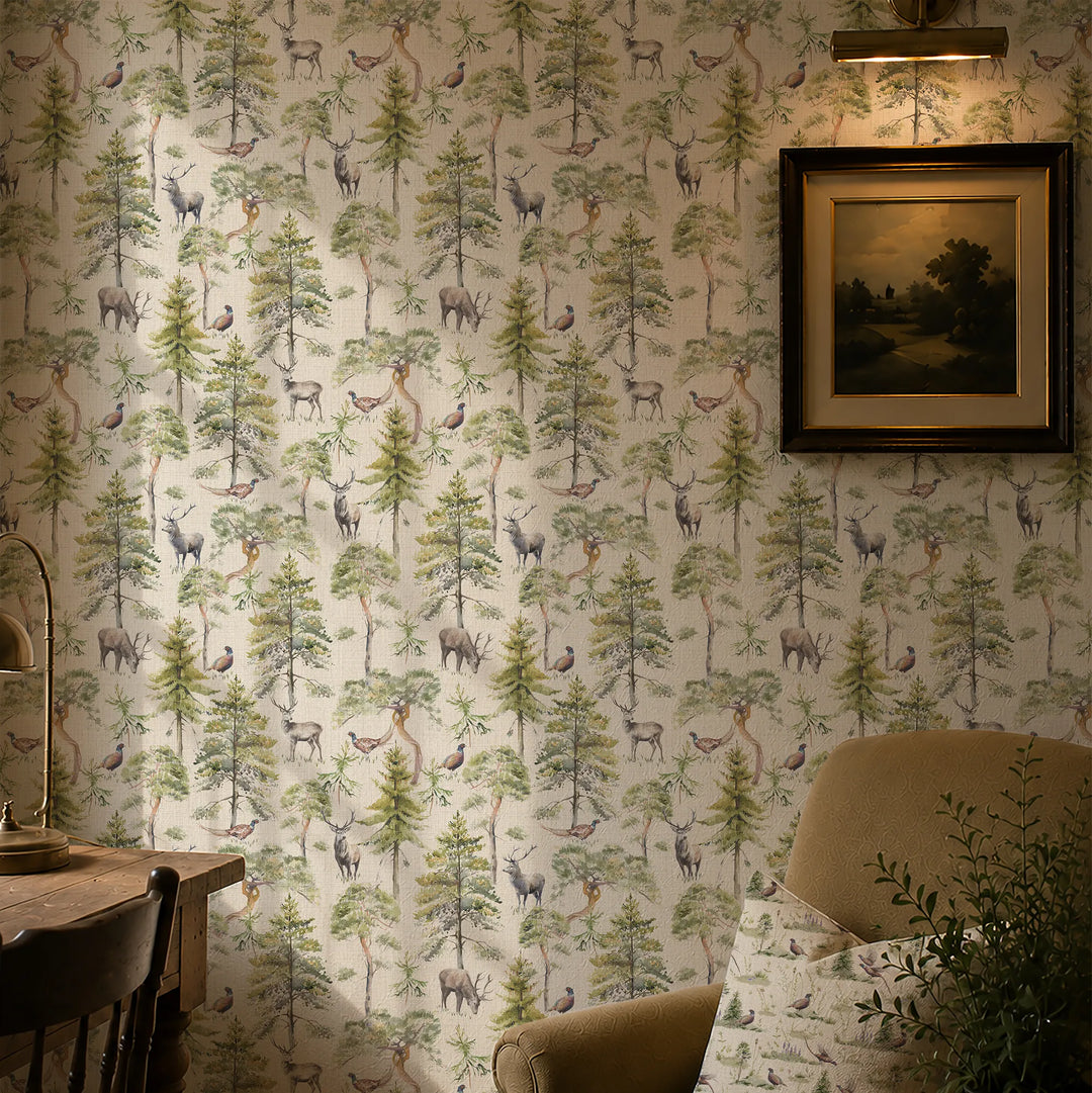 Gamekeeper's Morning Wallpaper in Cream