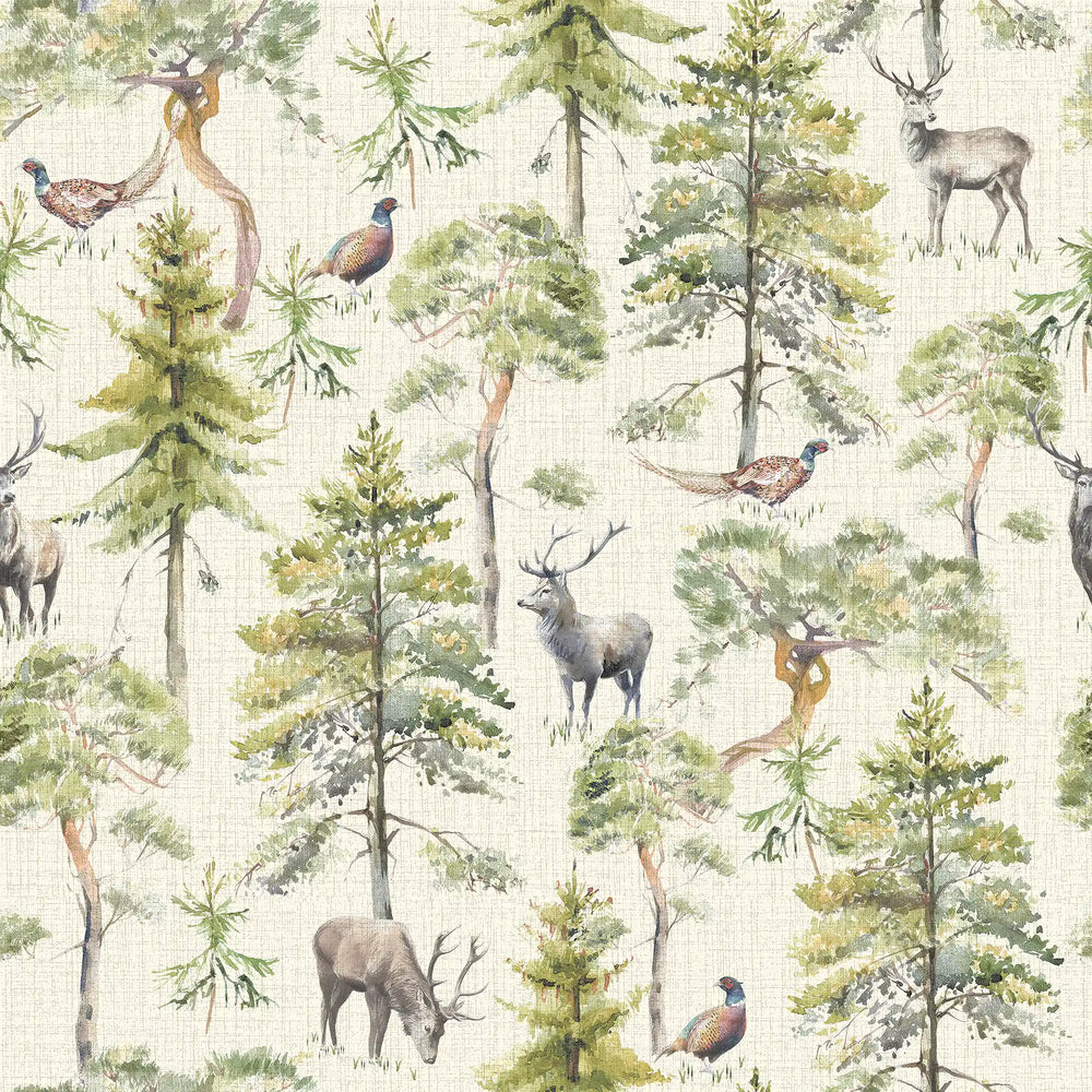 Gamekeeper's Morning Wallpaper in Cream