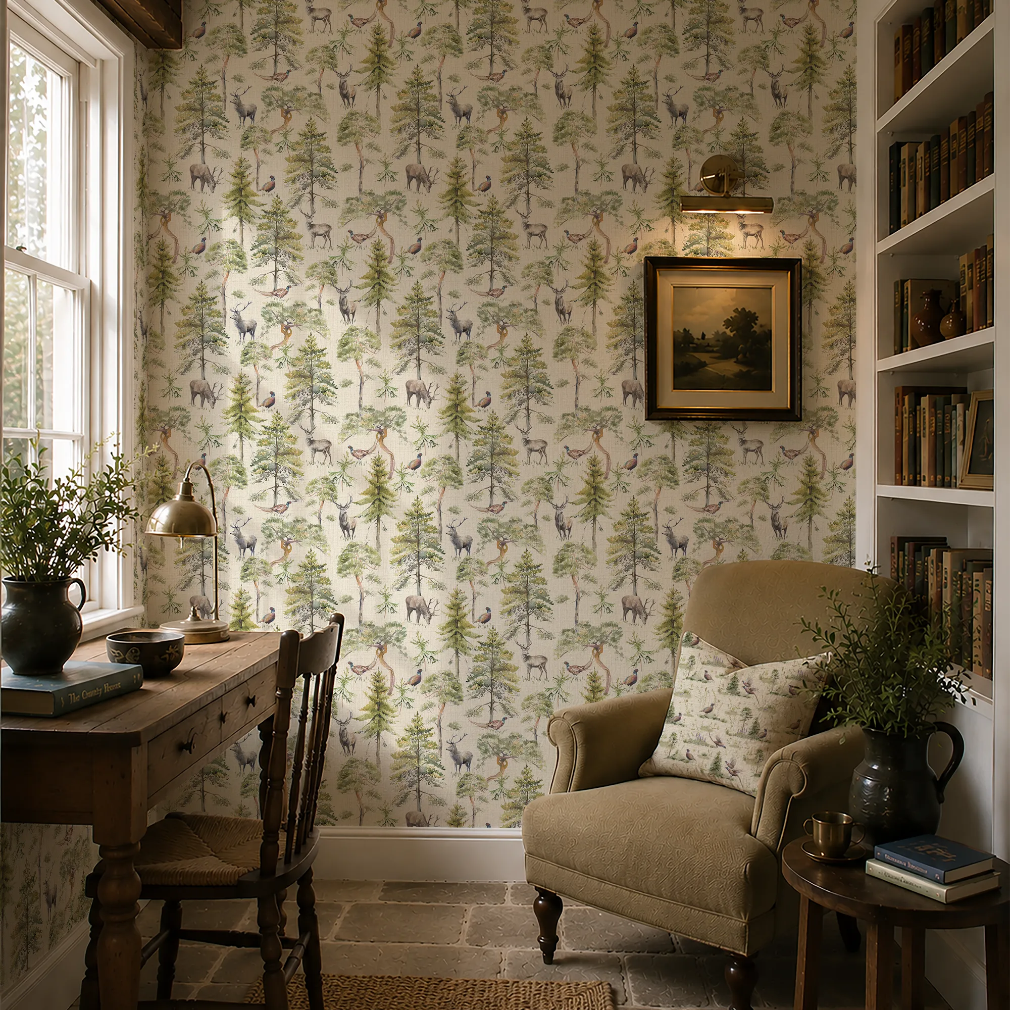 Gamekeeper's Morning Wallpaper in Cream