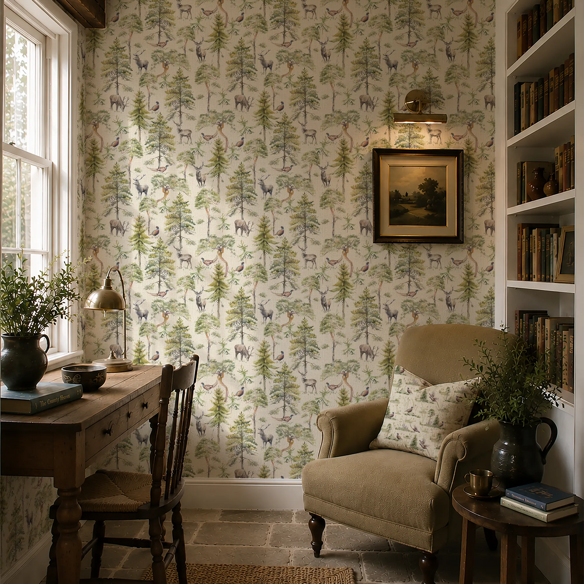 Gamekeeper's Morning Wallpaper in Cream