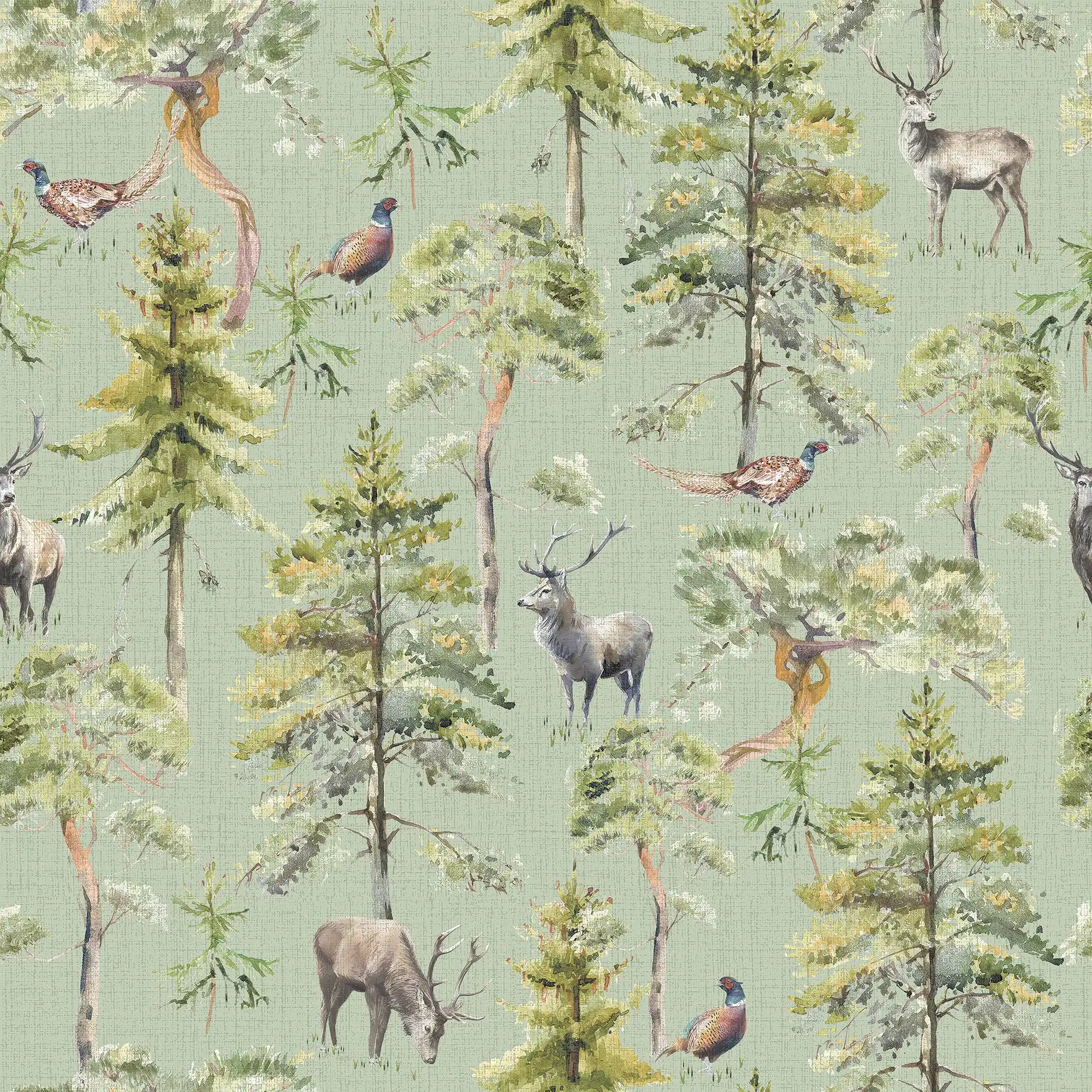 Gamekeeper's Morning Wallpaper in Sage