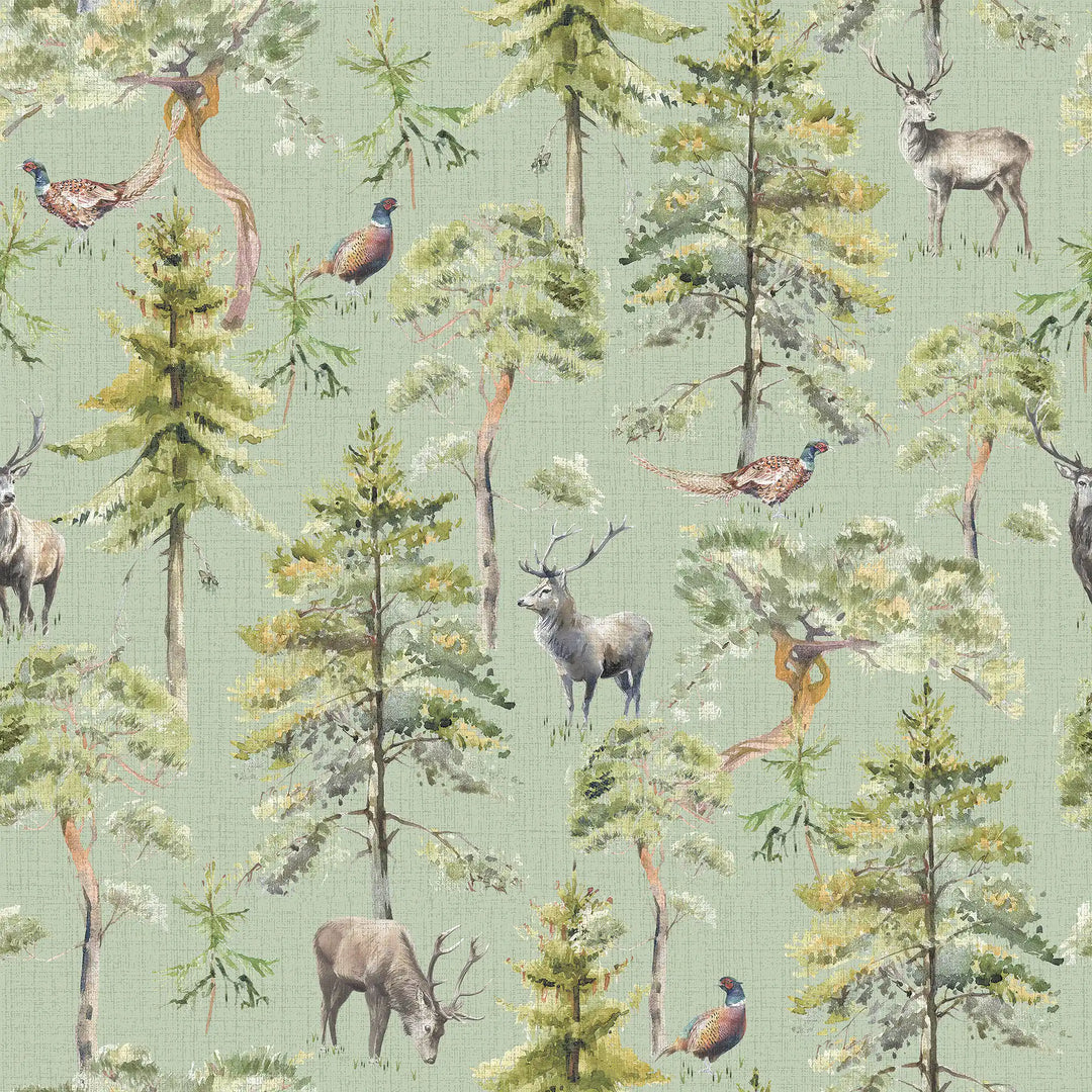 Gamekeeper's Morning Wallpaper in Sage
