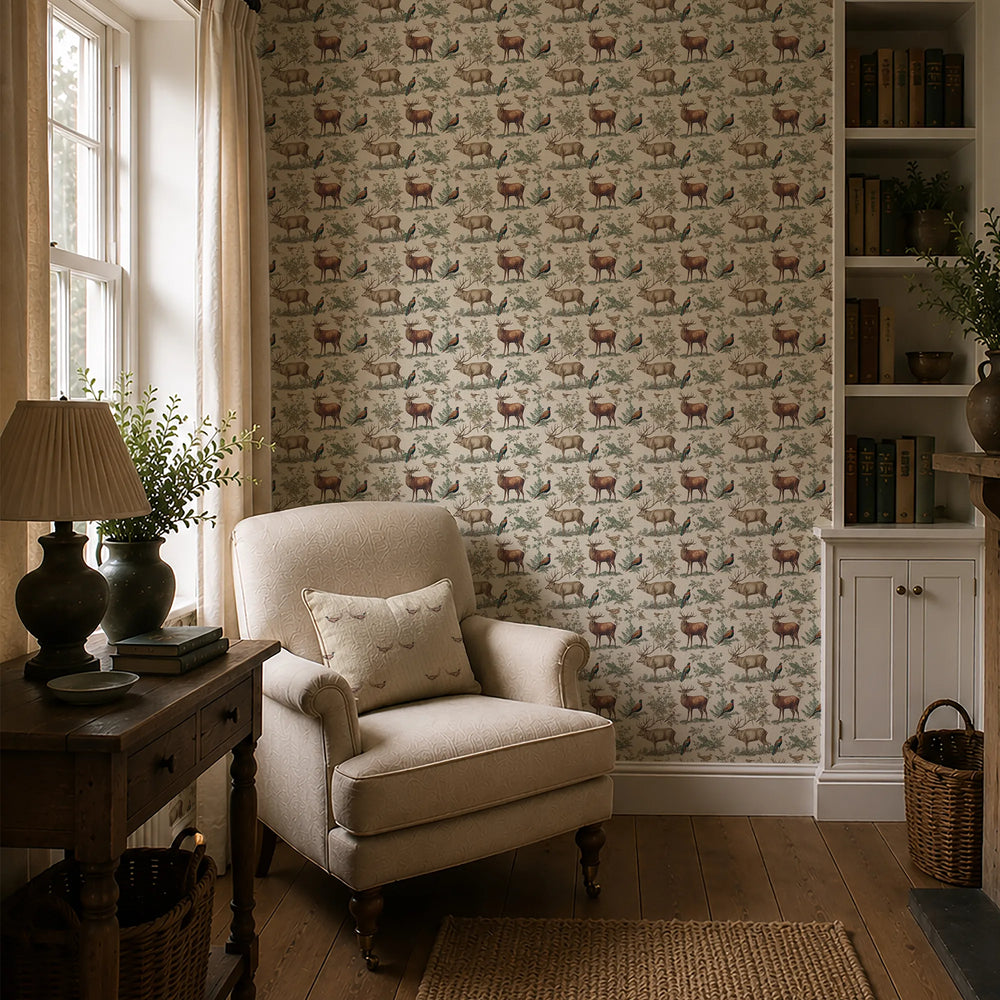 Moorland Majesty Wallpaper in Cream
