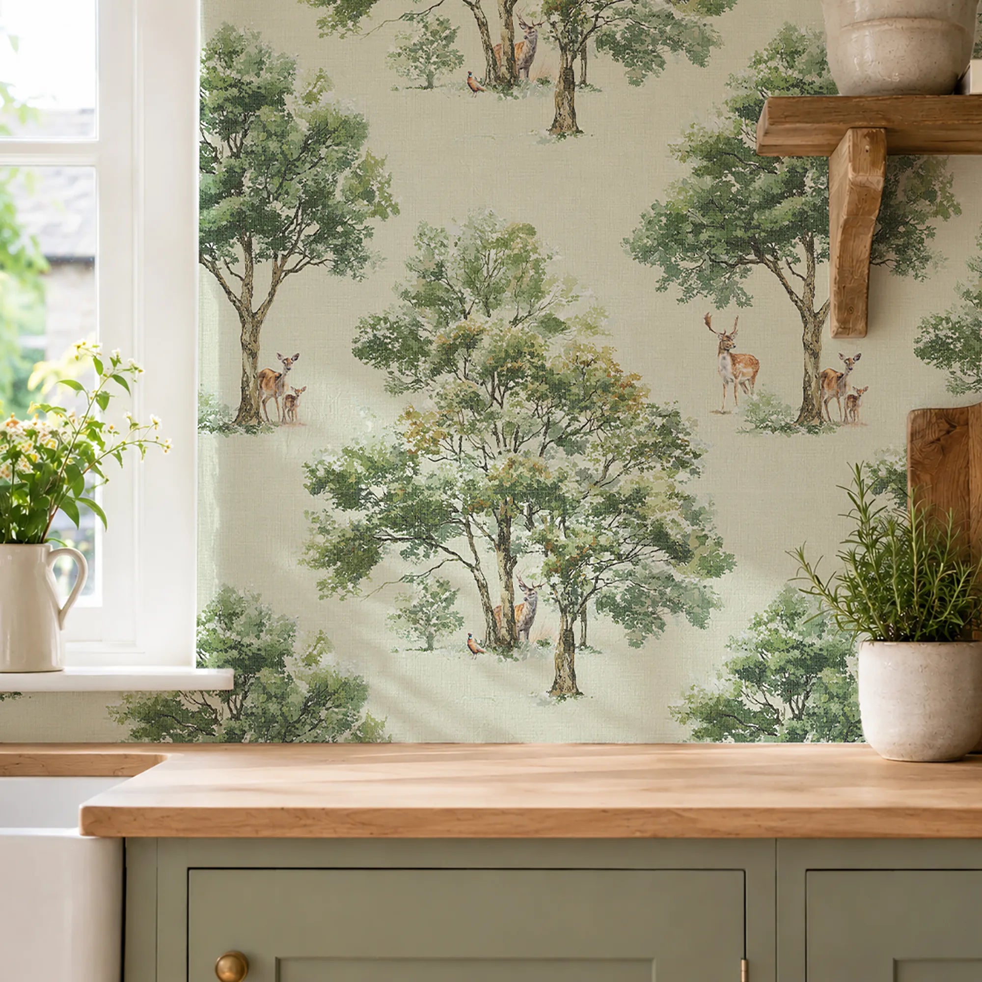 Royal Parkland Wallpaper in Sage