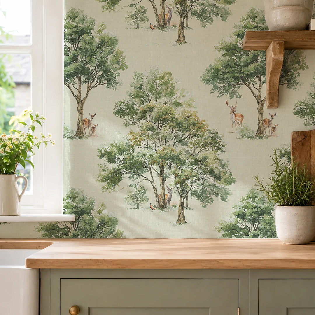 Royal Parkland Wallpaper in Sage